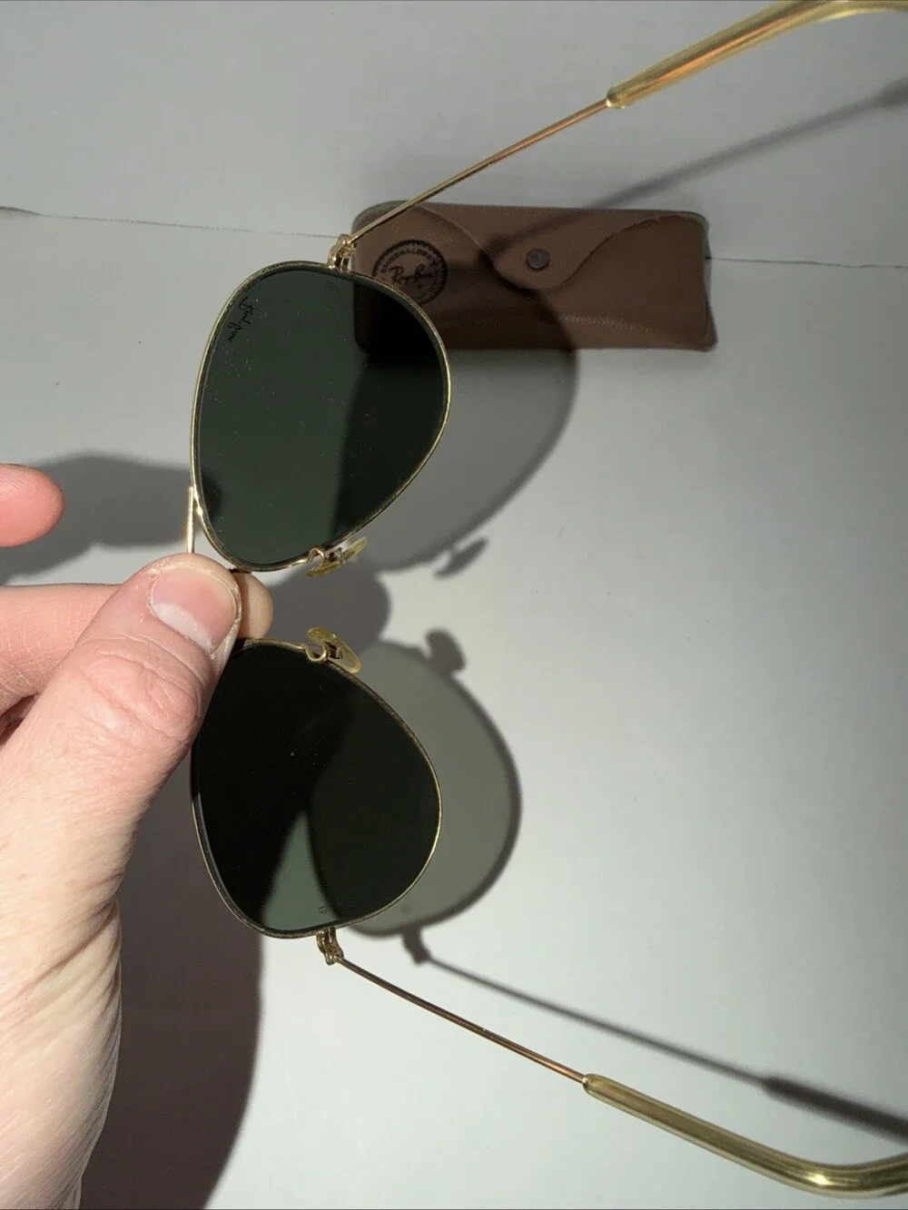 Authentic RAY BAN RB3025 Aviator Sunglasses 58[]14 Golden Frame & Green Lenses